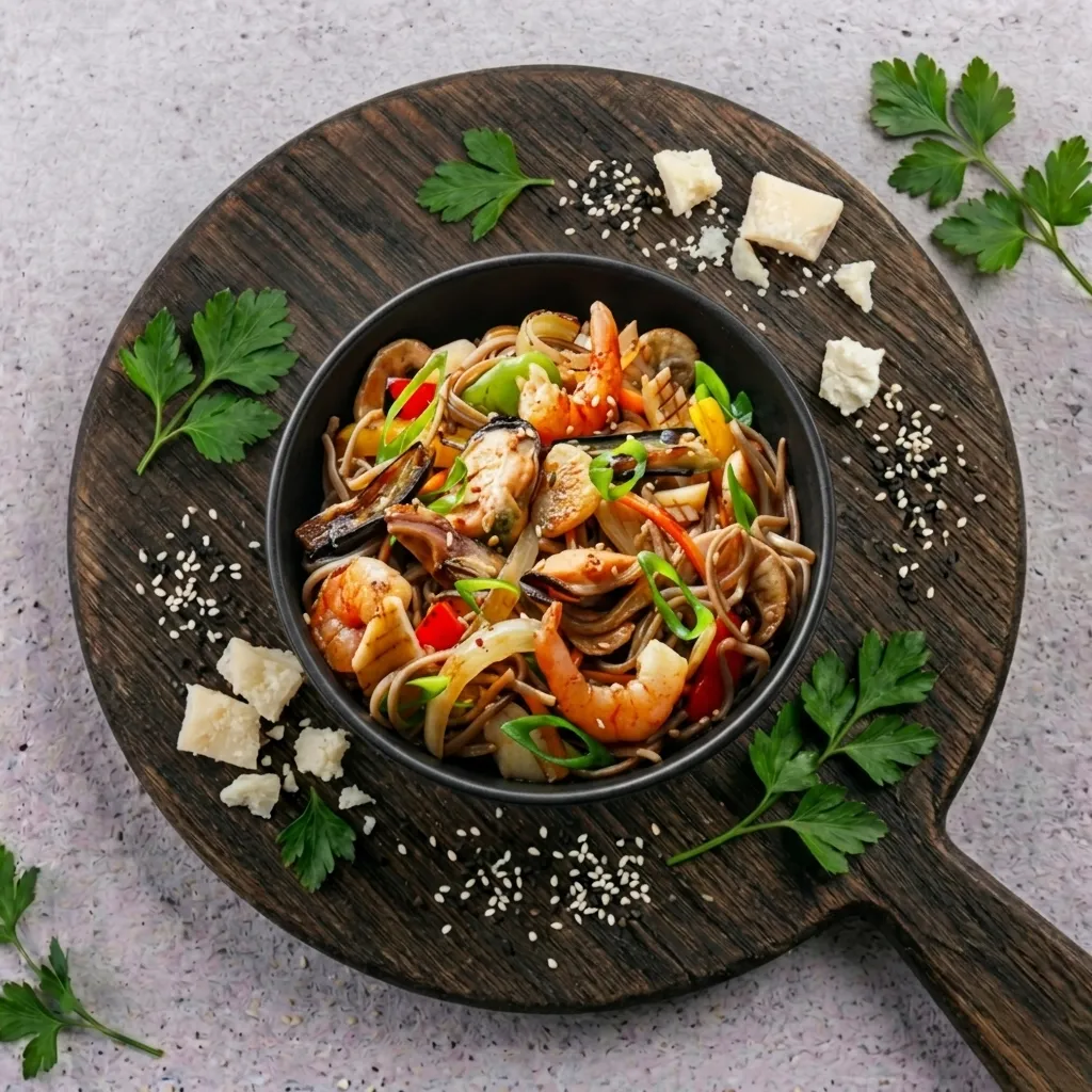 Соба с морепродуктами