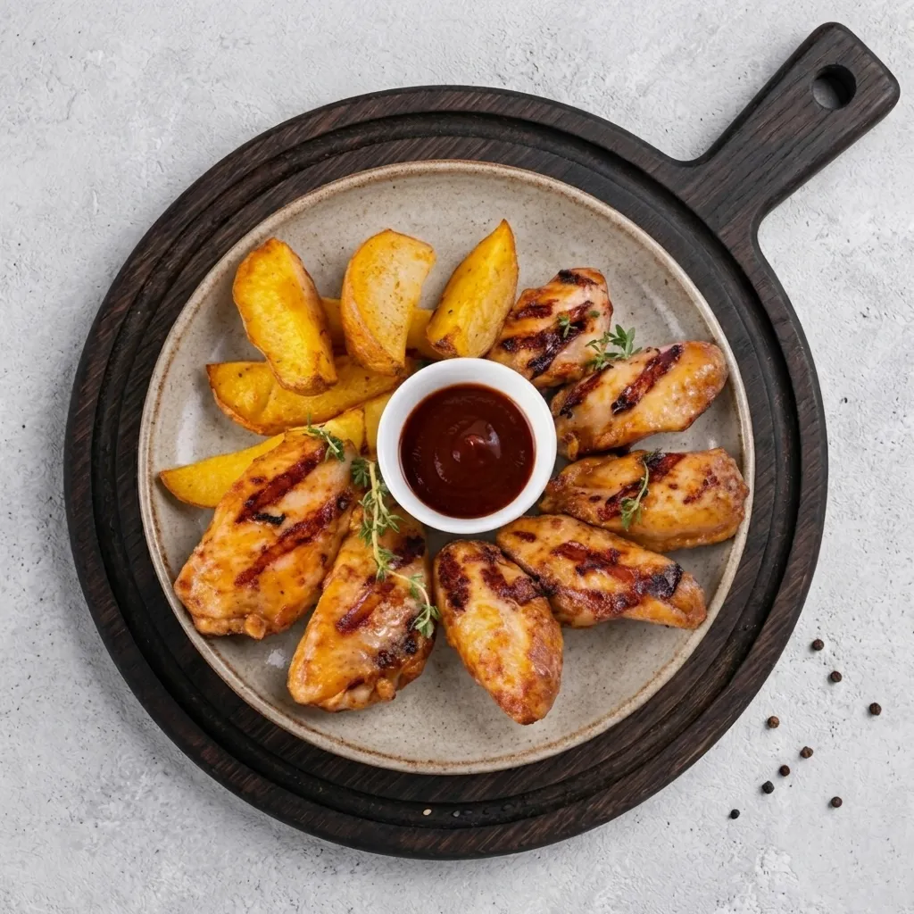 Куриные крылья BBQ с картофелем